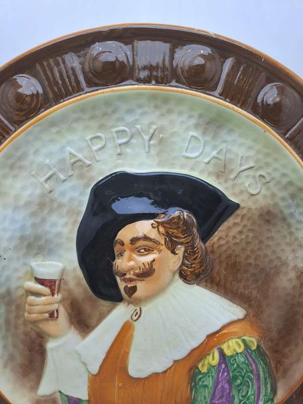 Vintage Falcon Ware Hand Painted Decorative Plate `The Cavalier`- With Wire Hanger -England