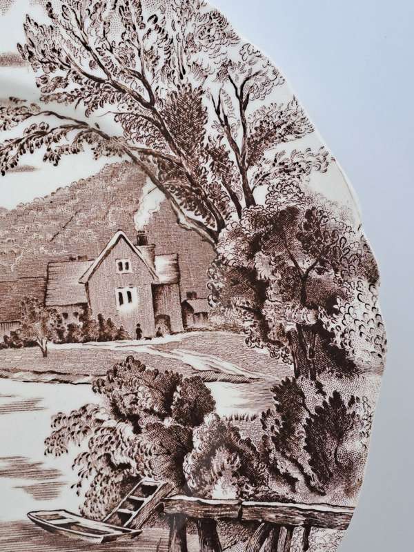 Vintage Alfred Meakin `Tintern` Hand Engraved Porcelain Plate  -Made in England.