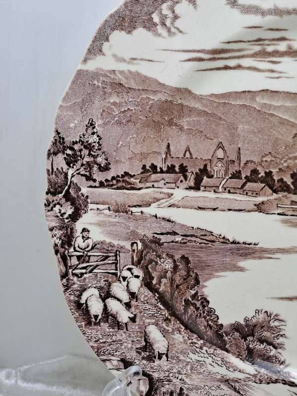 Vintage Alfred Meakin `Tintern` Hand Engraved Porcelain Plate  -Made in England.