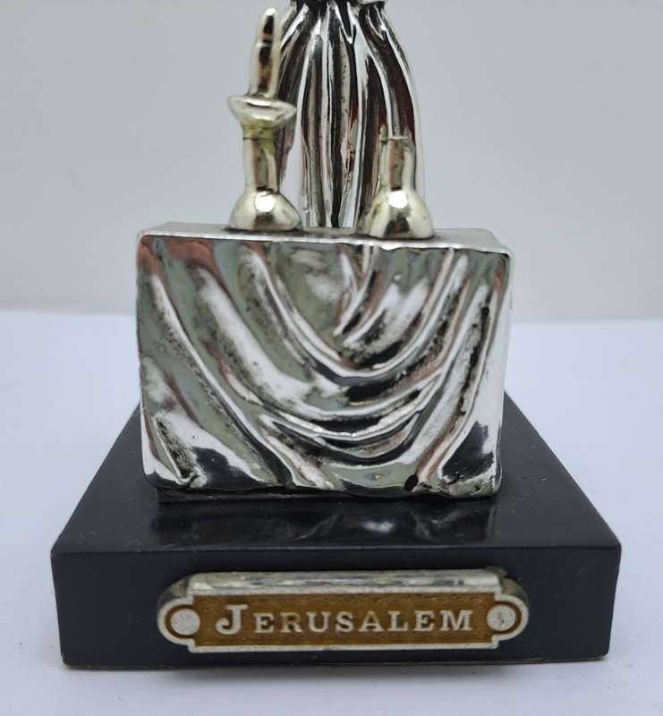 Collectable Sterling Silver Statue Candlelight Sabbath by a Jewish housewife.(one candle broken)