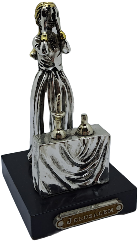 Collectable Sterling Silver Statue Candlelight Sabbath by a Jewish housewife.(one candle broken)