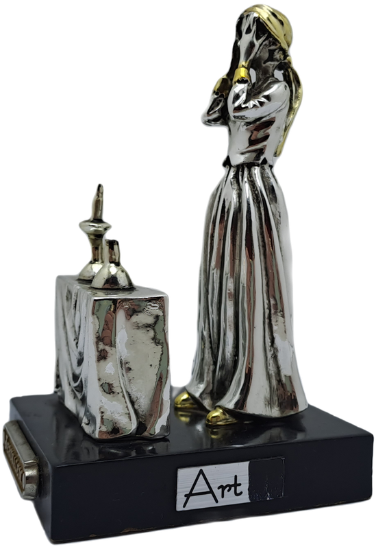 Collectable Sterling Silver Statue Candlelight Sabbath by a Jewish housewife.(one candle broken)