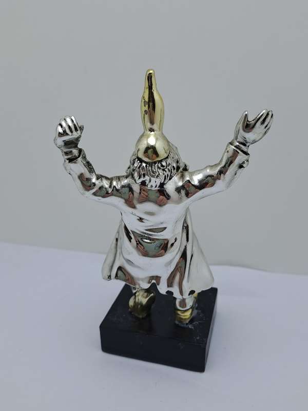 Collectable Silver Bottle-Dancing Chassid Statuette Jerusalem Hand Made -.(Repaired)