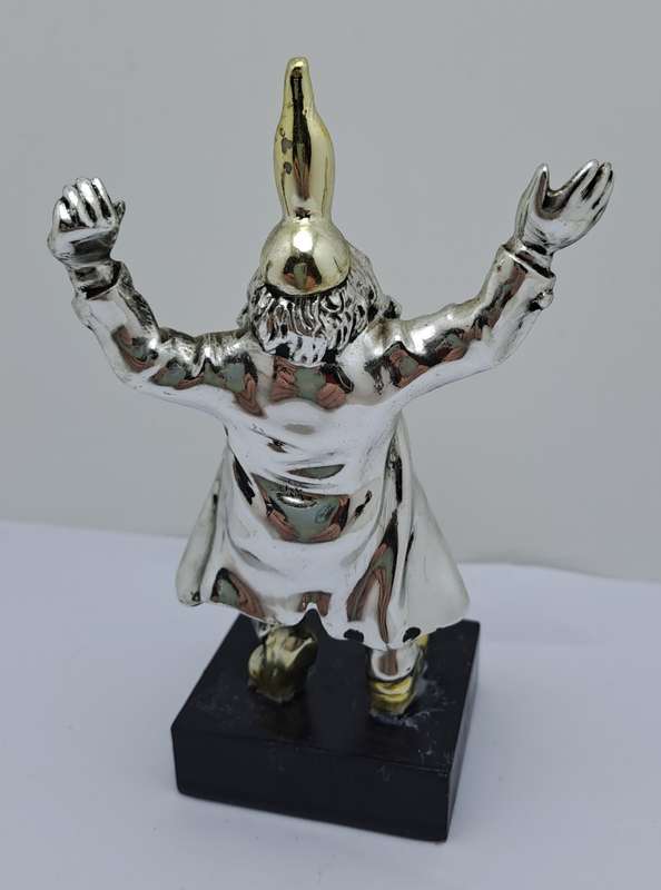 Collectable Silver Bottle-Dancing Chassid Statuette Jerusalem Hand Made -.(Repaired)