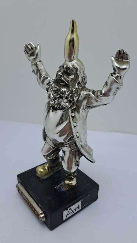Collectable Silver Bottle-Dancing Chassid Statuette Jerusalem Hand Made -.(Repaired)