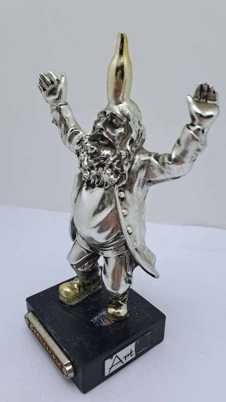 Collectable Silver Bottle-Dancing Chassid Statuette Jerusalem Hand Made -.(Repaired)