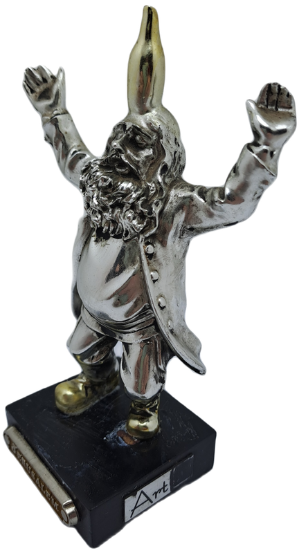 Collectable Silver Bottle-Dancing Chassid Statuette Jerusalem Hand Made -.(Repaired)