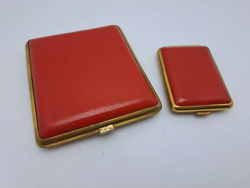 Vintage matching pair Cigarette Case and Match Holder