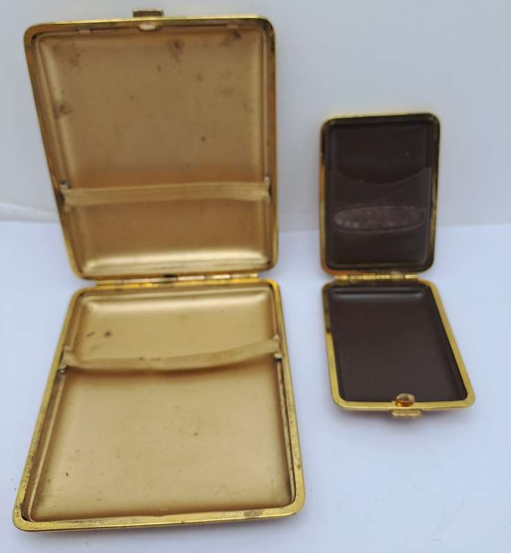 Vintage matching pair Cigarette Case and Match Holder