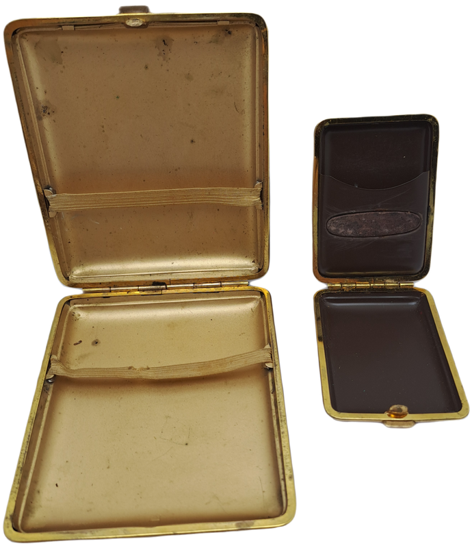Vintage matching pair Cigarette Case and Match Holder
