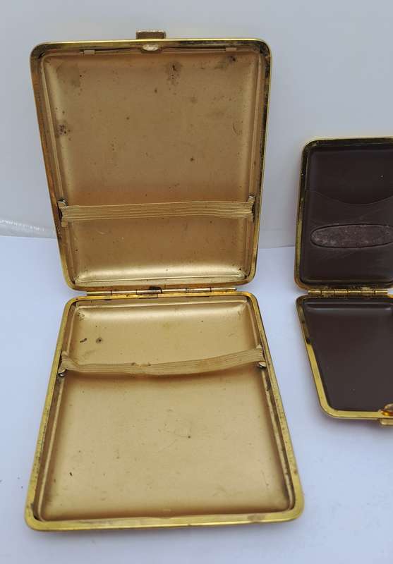 Vintage matching pair Cigarette Case and Match Holder