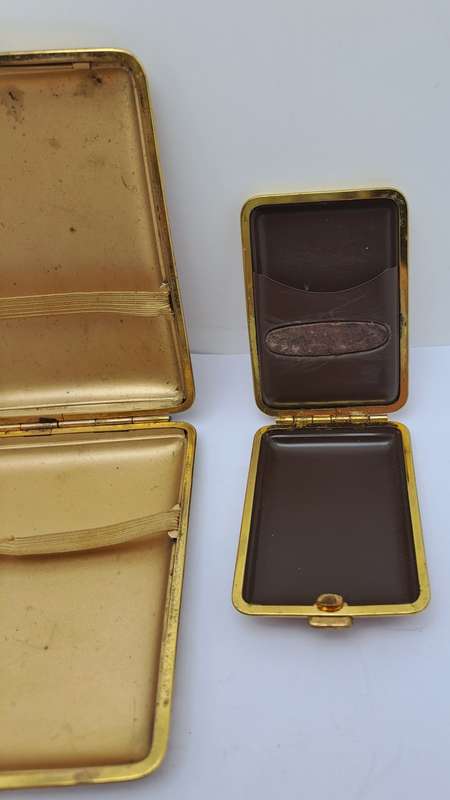 Vintage matching pair Cigarette Case and Match Holder