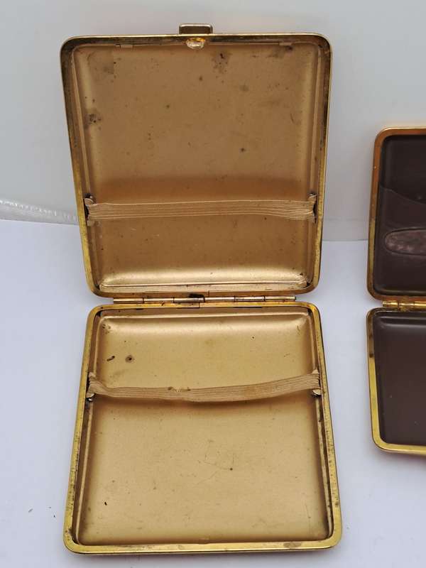 Vintage matching pair Cigarette Case and Match Holder