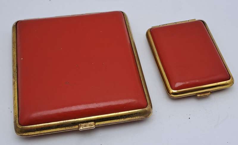 Vintage matching pair Cigarette Case and Match Holder