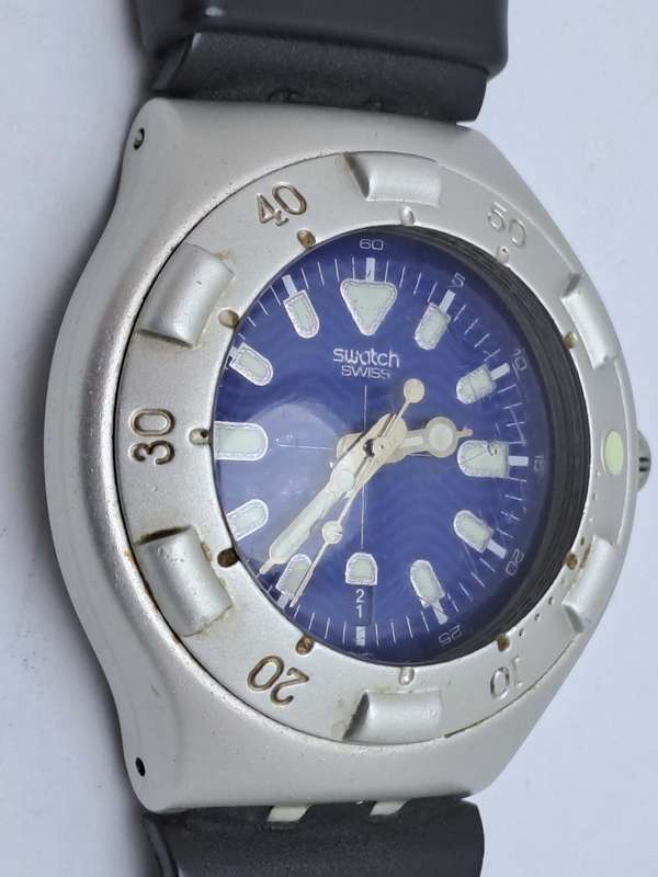 Pre-owned Vintage Swatch Irony AG 1999 Scuba Eco Aluminum Swiss Men`s Watch -Working