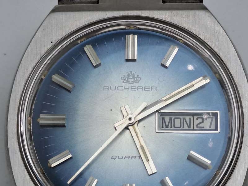 Vintage Bucherer Day/Date Swiss Made Mens Quartz Watch -  Working-Good condition