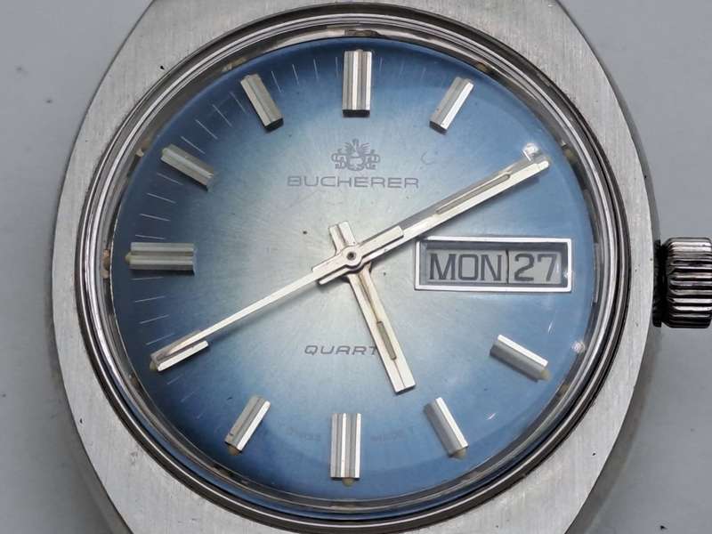 Vintage Bucherer Day/Date Swiss Made Mens Quartz Watch -  Working-Good condition