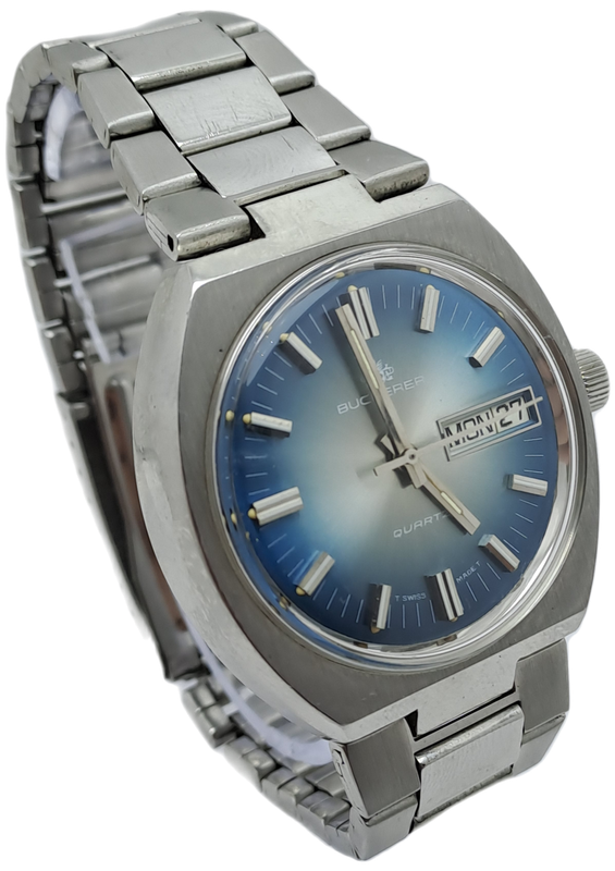 Vintage Bucherer Day/Date Swiss Made Mens Quartz Watch -  Working-Good condition