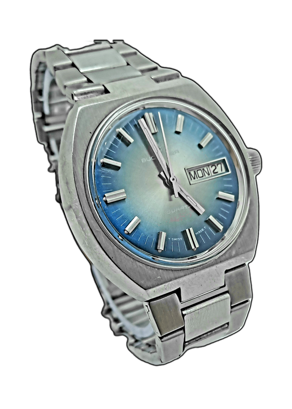 Vintage Bucherer Day/Date Swiss Made Mens Quartz Watch -  Working-Good condition