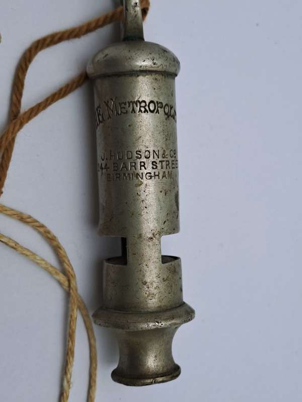 Antique ACME Metropolitan Police Whistle By  J.Hudson & Co-Birmingham England -see History