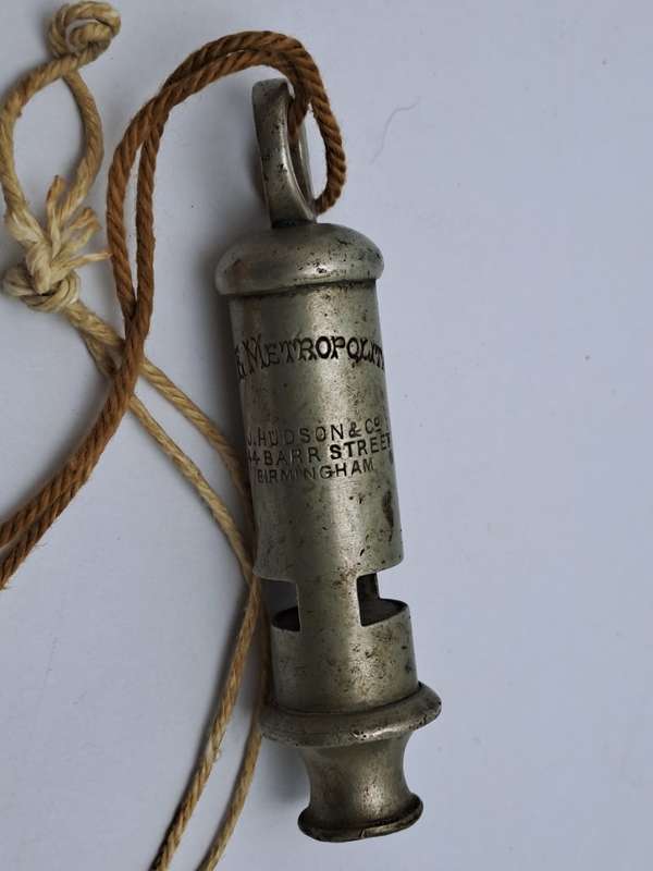 Antique ACME Metropolitan Police Whistle By  J.Hudson & Co-Birmingham England -see History