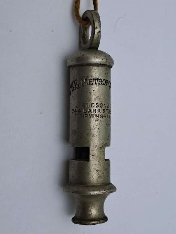 Antique ACME Metropolitan Police Whistle By  J.Hudson & Co-Birmingham England -see History