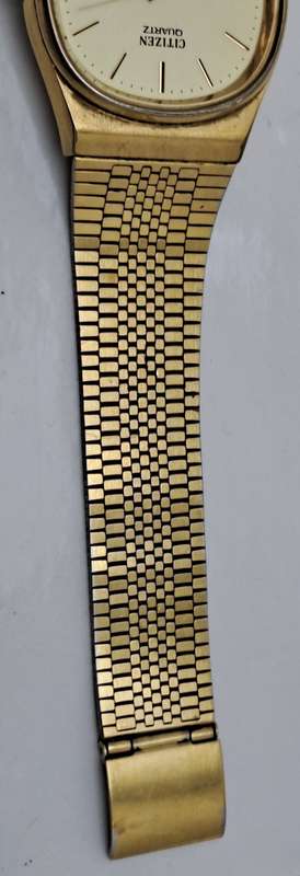 Vintage 1980`s Citizen Quartz  Mens watch 1250-212361-Y Gold tone Day/Date Watch working in case