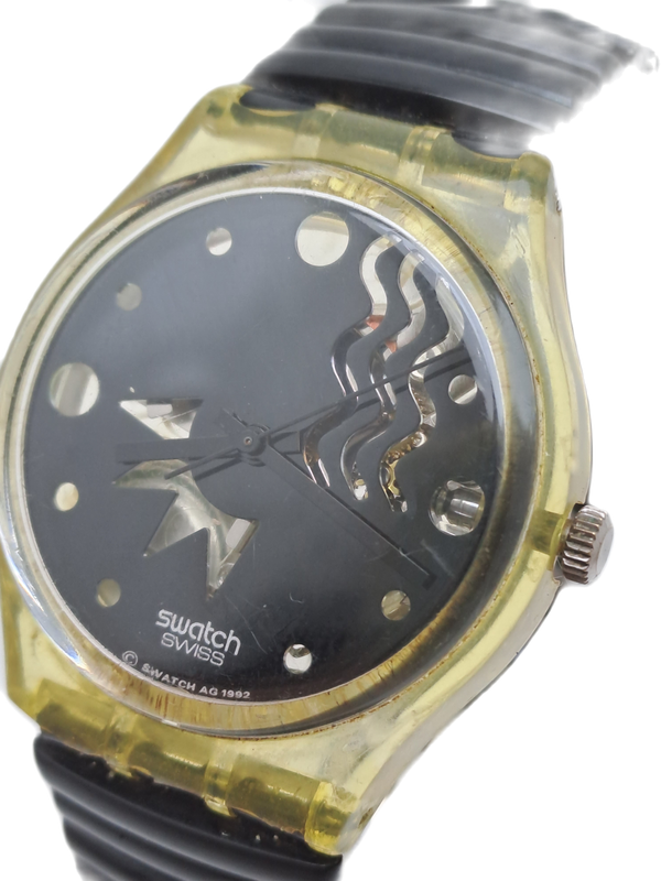 Pre-Owned Vintage Ladies Swiss Black face Swatch  AG1992 quartz watch -Working