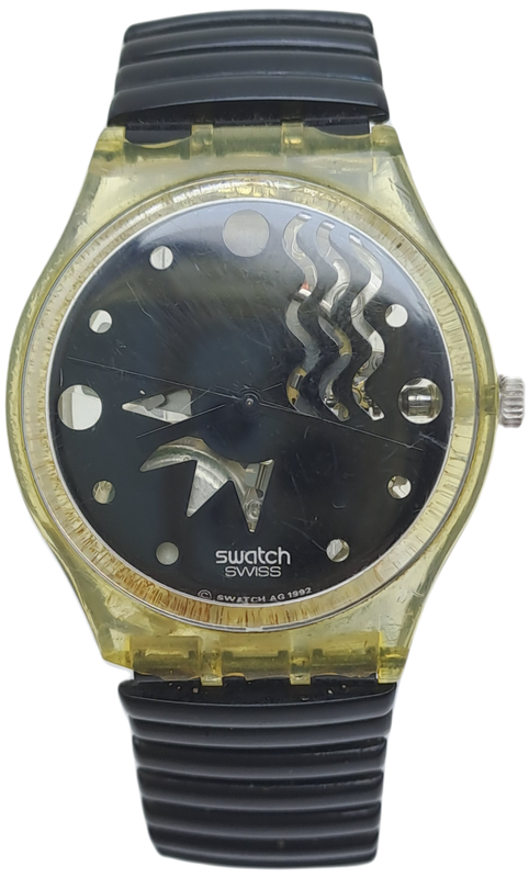 Pre-Owned Vintage Ladies Swiss Black face Swatch  AG1992 quartz watch -Working
