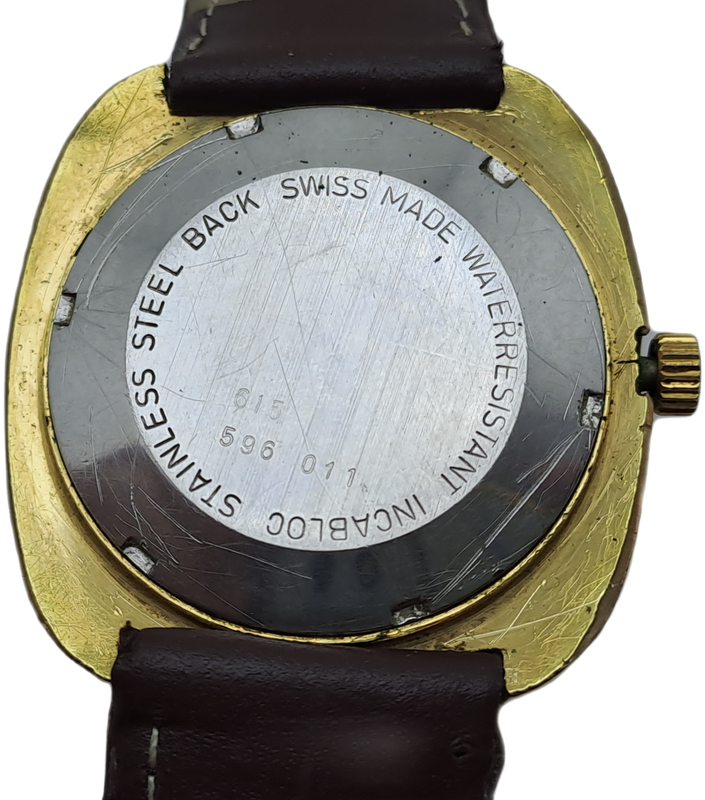 Vintage Mens Swiss ROTARY Day/Date Automatic Watch -21 Jewels -Working -need new Lens