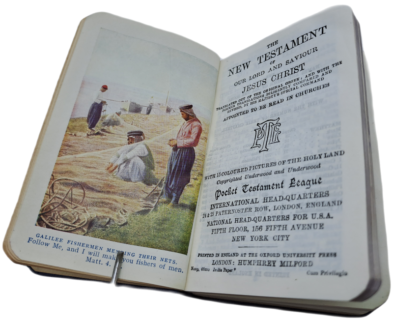 1930`s Pocket Testament League New Testament with Color demostations.