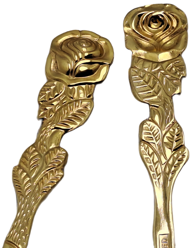 6 EETRITE 24KT Gold Plated Cake Forks. 14cm