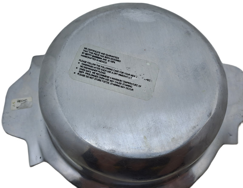 Vintage Hecho en Mexico Pewter Bowl designed by Betty Barrena Hand Crafted in Mexico.