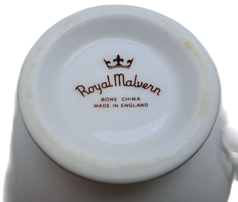 Vintage ROYAL MALVERN Fine Bone China Cup and Saucer- White and Gold -(10 available)