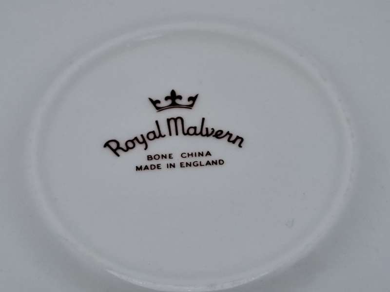 Vintage ROYAL MALVERN Fine Bone China Cup and Saucer- White and Gold -(10 available)