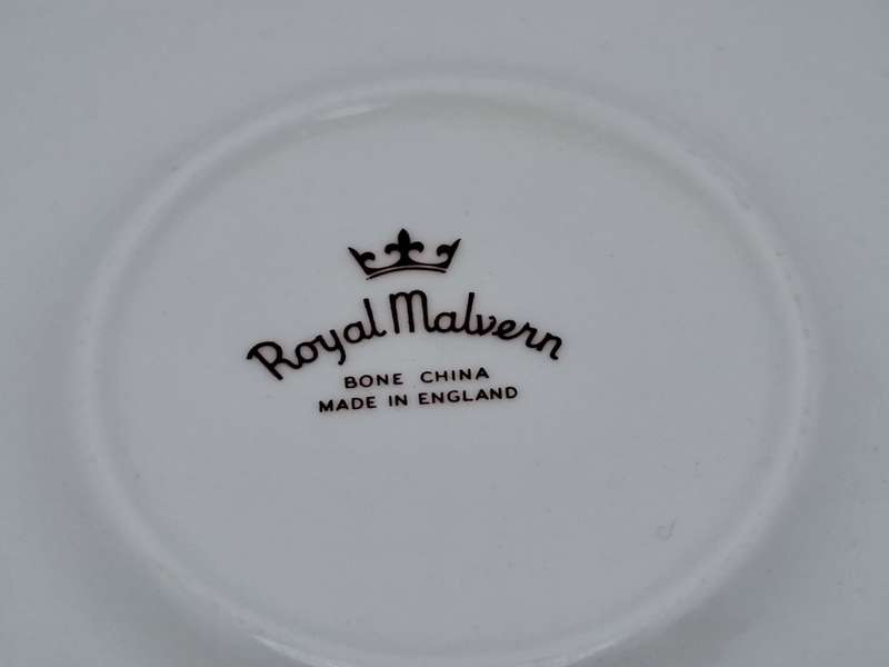 Vintage ROYAL MALVERN Fine Bone China Cup and Saucer- White and Gold -(10 available)