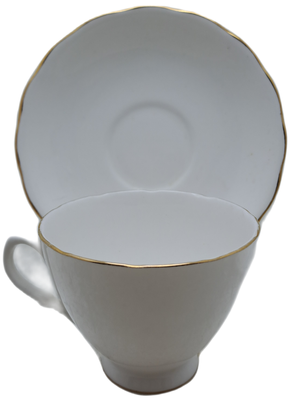 Vintage ROYAL MALVERN Fine Bone China Cup and Saucer- White and Gold -(10 available)