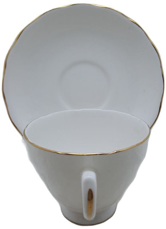 Vintage ROYAL MALVERN Fine Bone China Cup and Saucer- White and Gold -(10 available)