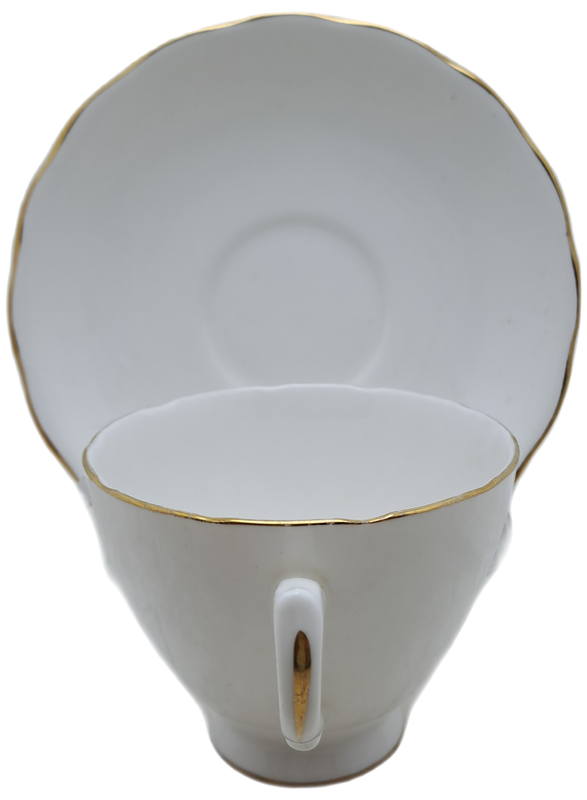 Vintage ROYAL MALVERN Fine Bone China Cup and Saucer- White and Gold -(10 available)