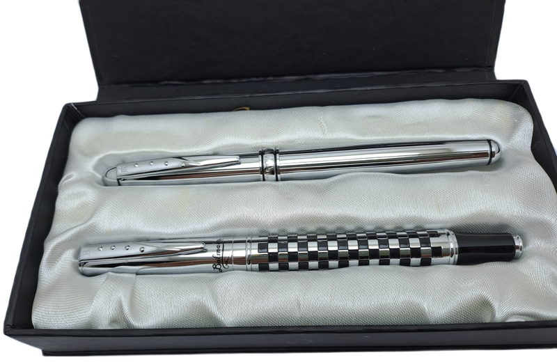 2 Pre-owned Balmain Ballpoint Pens -Boxed- Branded and one engraved -Ink is ok