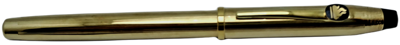 Vintage Cross 10kt Rolled Gold Fountain Pen with 18kt 750  Nib-Ink tested -extra converter in Case.
