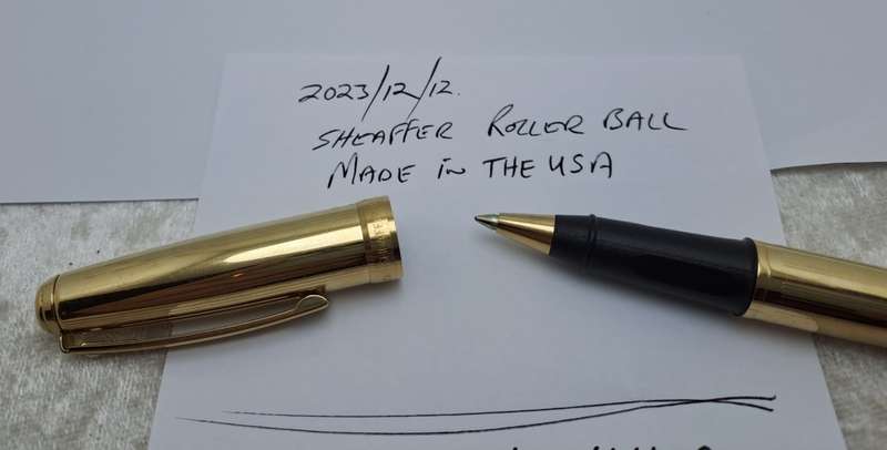 Vintage Gold plated White Dot Sheaffer Rollerball Pen - No Case - Ink is good -USA