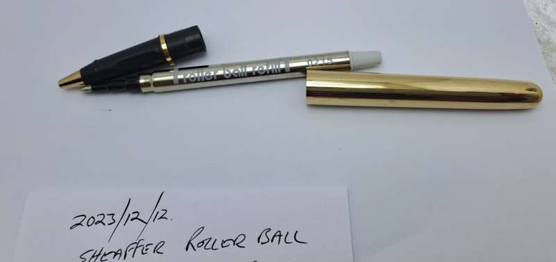 Vintage Gold plated White Dot Sheaffer Rollerball Pen - No Case - Ink is good -USA