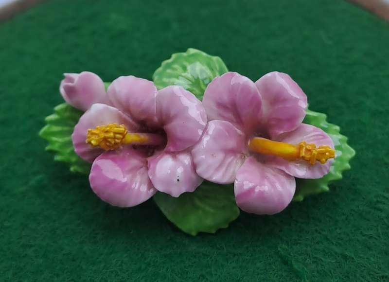 Vintage Floral Denton Bone China Brooch -Made in England