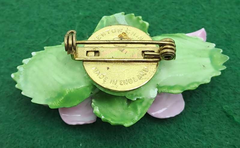 Vintage Floral Denton Bone China Brooch -Made in England