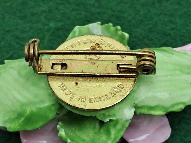 Vintage Floral Denton Bone China Brooch -Made in England