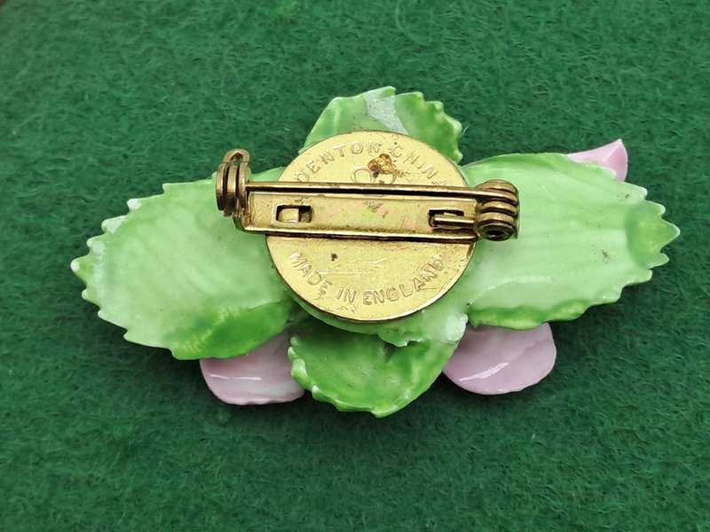 Vintage Floral Denton Bone China Brooch -Made in England
