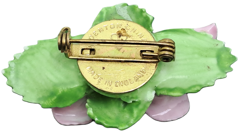 Vintage Floral Denton Bone China Brooch -Made in England