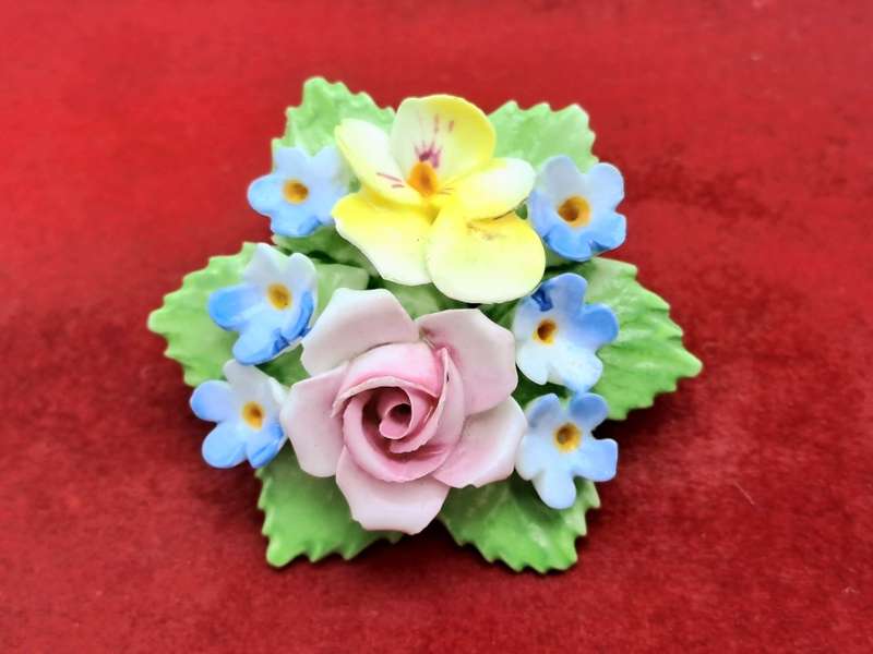 Vintage Floral Denton Bone China Brooch -Made in England