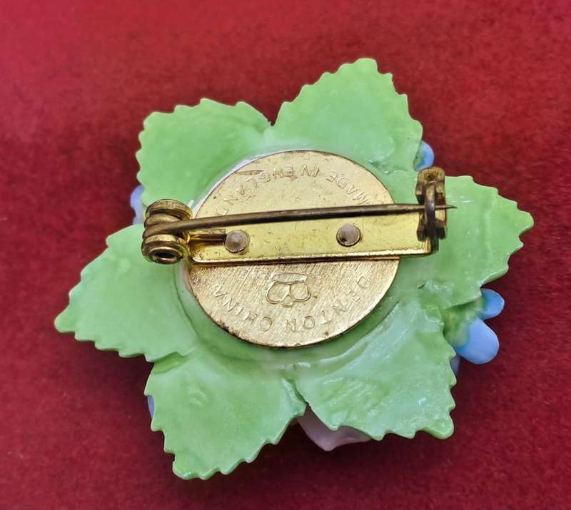 Vintage Floral Denton Bone China Brooch -Made in England